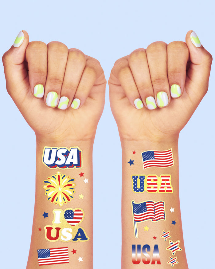 Stars & Stripes Tats - 70 foil temporary tattoos