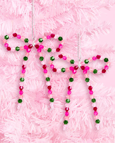 Beaded Bow Ornament Set - 6 beaded bows