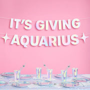 It's Giving Aquarius Banner - iridescent foil banner