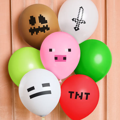 Pixel Mining Game Balloon Pack - 25 latex balloons
