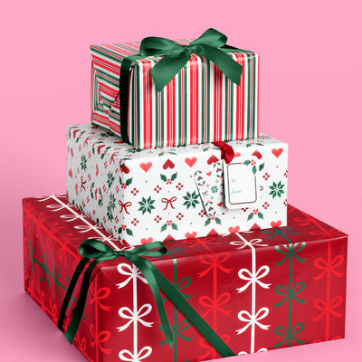 A Merry Mix Wrapping Paper Set - 12 sheets + 16 tags