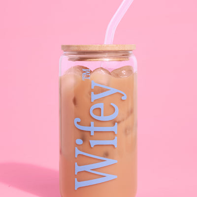 Wifey Glass Tumbler - 16 oz tumbler + straw
