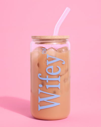 Wifey Glass Tumbler - 16 oz tumbler + straw
