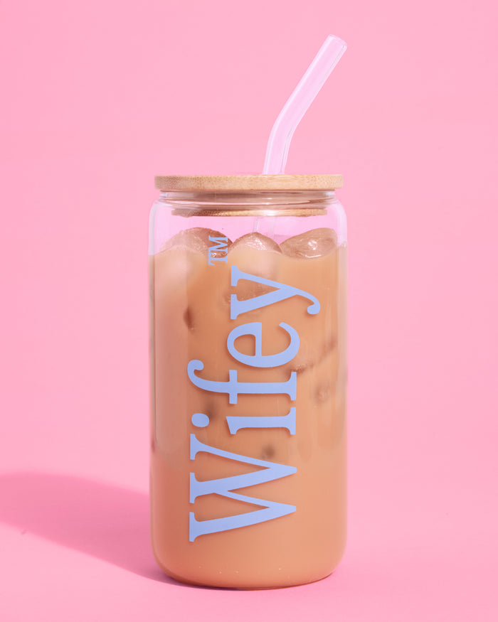 Wifey Glass Tumbler - 16 oz tumbler + straw
