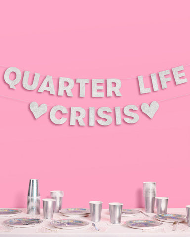 Crisis Averted Banner - silver glitter banner