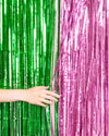 Pink Goes Good w. Green Curtain - pink + green foil curtain