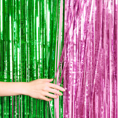 Pink + Green Curtain - pink + green foil curtain