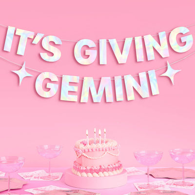 It's Giving Gemini Banner - iridescent foil banner