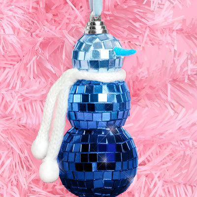 Disco Snowman Ornament - blue disco ornament