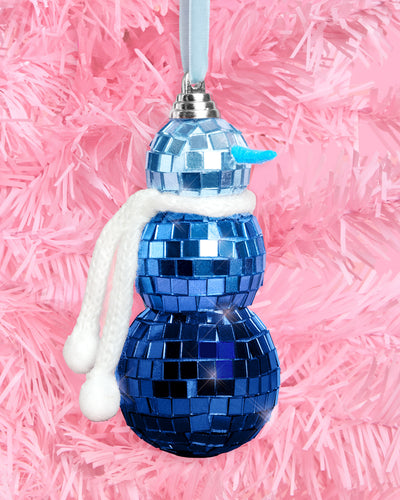 Disco Snowman Ornament - blue disco ornament