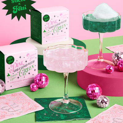 Pink + Green Glitter Bombs - 4 cotton candy glitter bombs