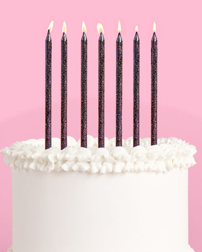 Midnight Sparkle Candles - 10 black glitter candles