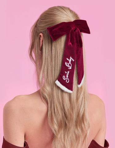 Santa Baby Bow - red velvet bow