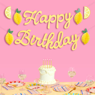 Happy Birthday Lemon Banner - lemon birthday banner