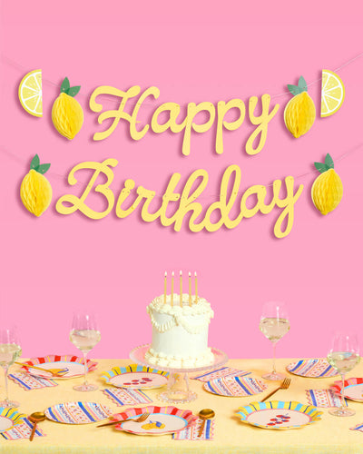 Happy Birthday Lemon Banner - lemon birthday banner