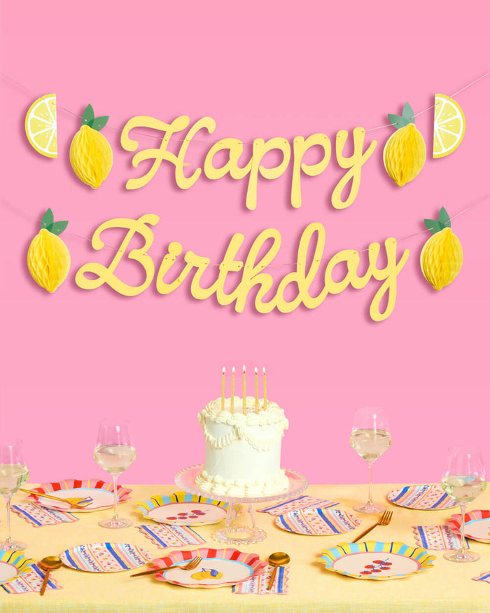 Happy Birthday Lemon Banner - lemon birthday banner