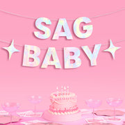 Sag Baby Banner - iridescent foil banner