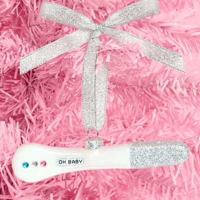 Oh Baby Pregnancy Test Ornament - glass ornament