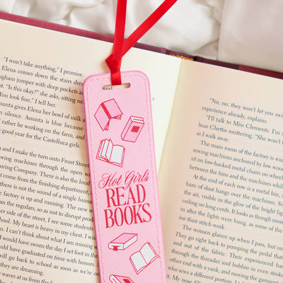 Hot Girls Read Bookmark - pink faux leather bookmark