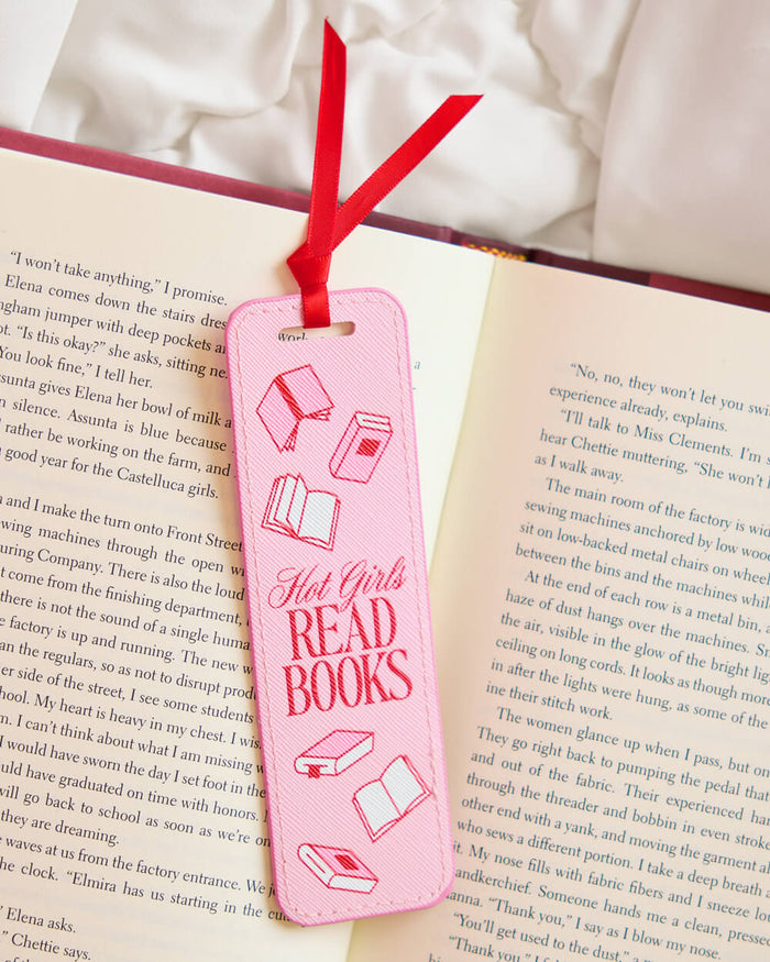 Hot Girls Read Bookmark - pink faux leather bookmark
