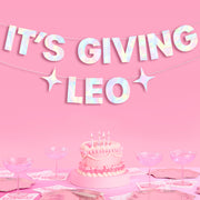 It's Giving Leo Banner - iridescent foil banner