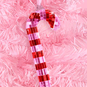 Disco Candy Cane Ornament - disco tiled ornament