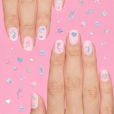 Pearlescent Mermaid Nail Stickers - 584 adhesive nail stickers
