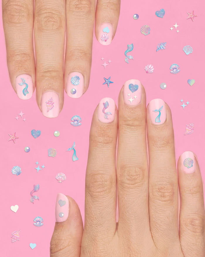 Pearlescent Mermaid Nail Stickers - 584 adhesive nail stickers