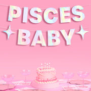 Pisces Baby Banner - iridescent foil banner