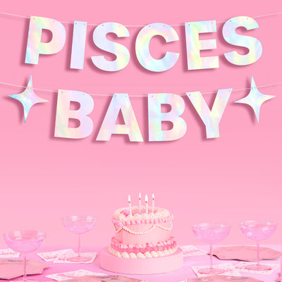 Pisces Baby Banner - iridescent foil banner