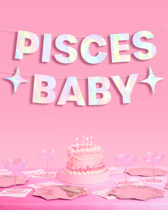 Pisces Baby Banner - iridescent foil banner