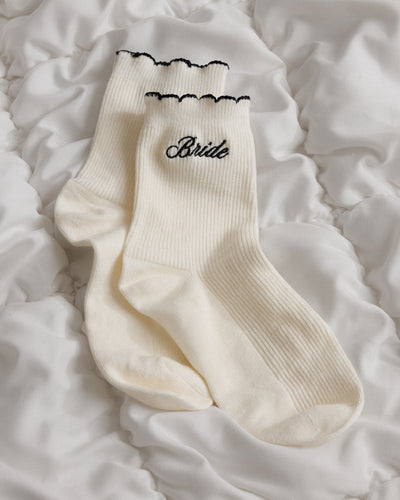 Classic Bride Socks - cream embroidered socks