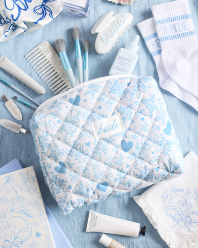 Something Blue Bag - quilted cosmetic bag