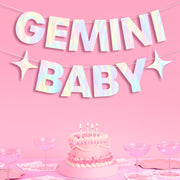 Gemini Baby Banner - iridescent foil banner