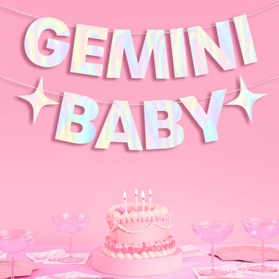Gemini Baby Banner - iridescent foil banner