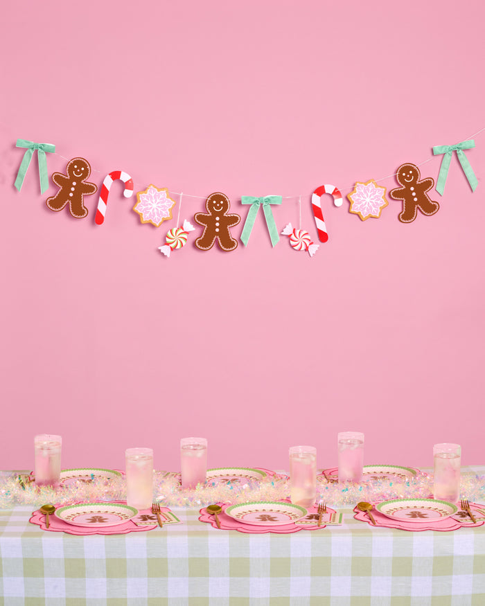 Bake it Merry - pink Christmas banner