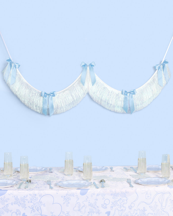 Something Blue Fringe - layered fringe + satin bows
