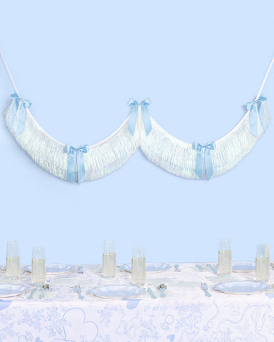 Something Blue Fringe - layered fringe + satin bows