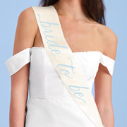 Coastal Bride Sash - ivory + blue satin sash