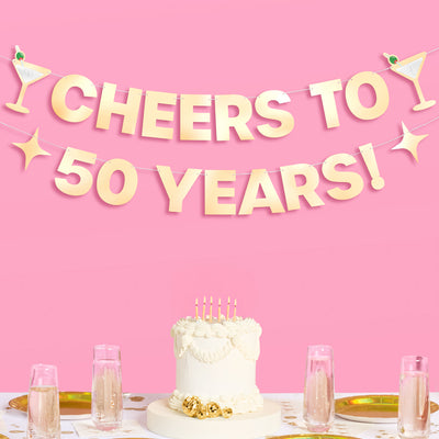 Cheers to 50 Years Banner - 3D paper banner