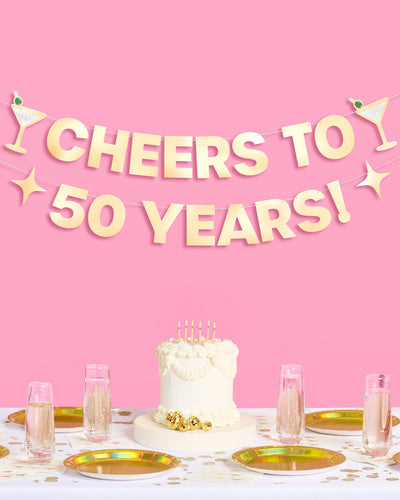 Cheers to 50 Years Banner - 3D paper banner