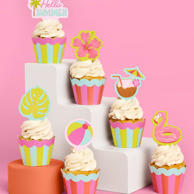 Pool Party Cupcake Toppers - 24 pc set