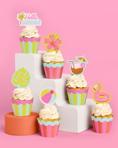 Pool Party Cupcake Toppers - 24 pc set