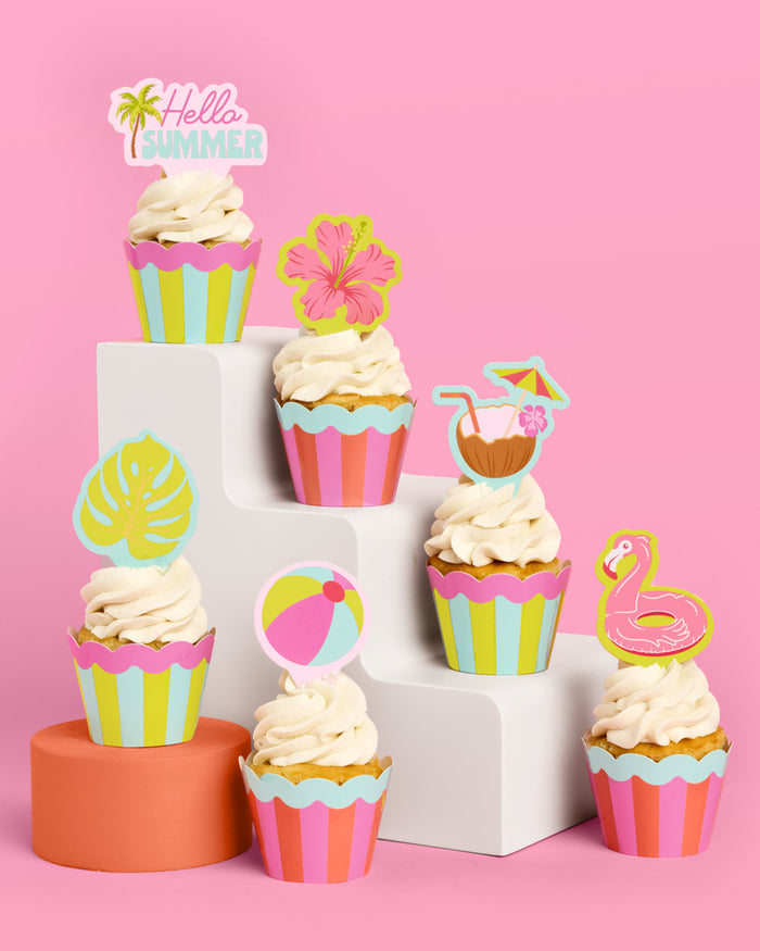 Pool Party Cupcake Toppers - 24 pc set