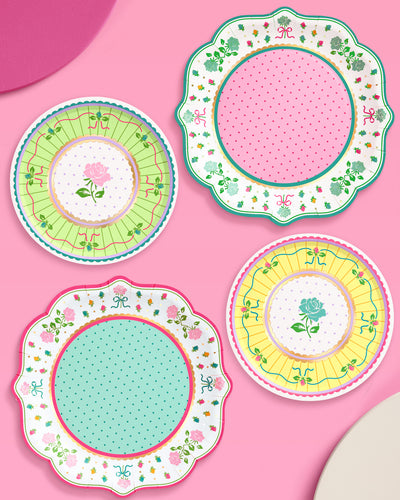 Tea Party Plates - 32 pastel floral plates