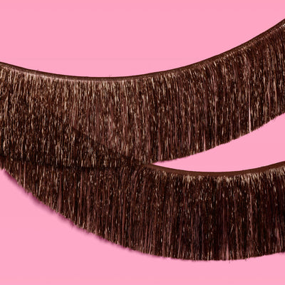 Espresso Fringe Banner - brown metallic fringe