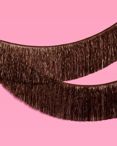 Espresso Fringe Banner - brown metallic fringe