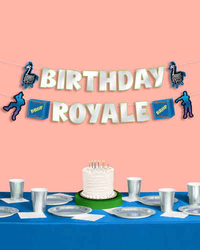Birthday Royale Banner - silver foil banner