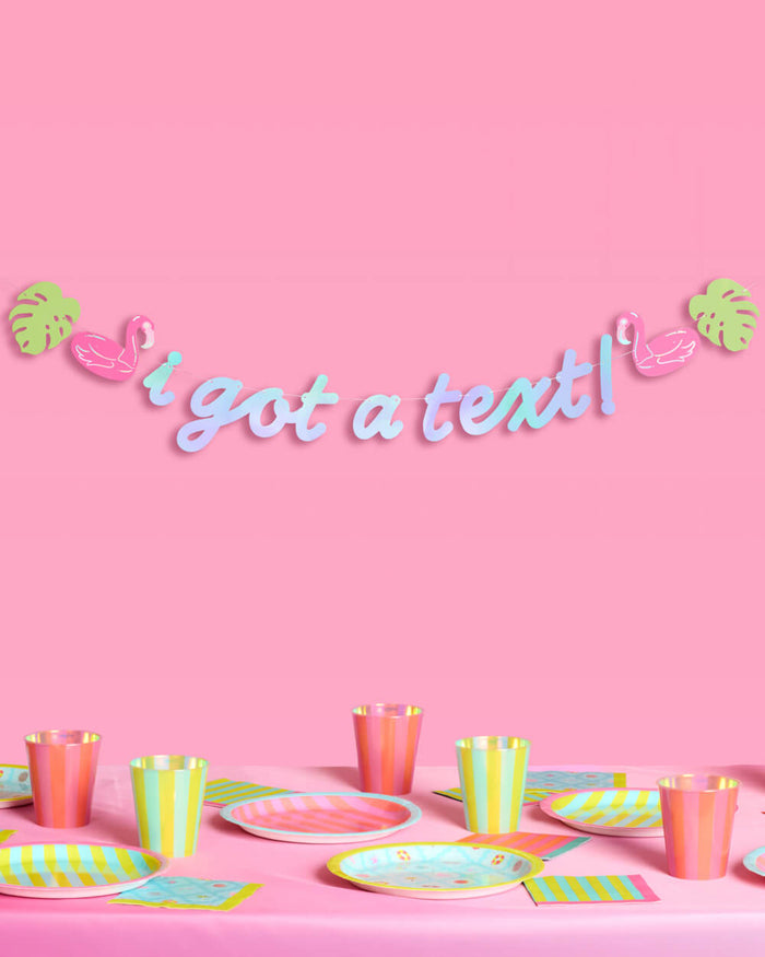 I Got A Text Banner - iridescent foil banner