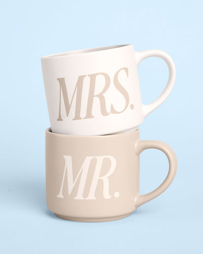 Mr + Mrs Mugs - Set of Ceramic Mugs